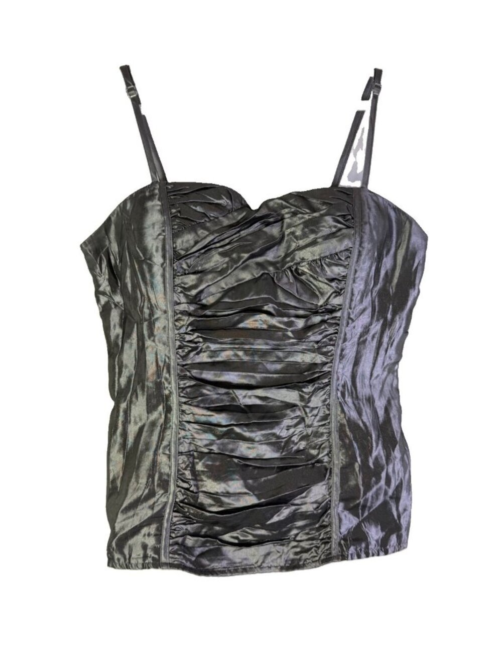 Vintage Y2K Cami Tank Top Shirt Silver Metallic Vamp Rave